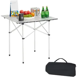 VEVOR Klapptisch Buffettisch tragbarer Allzwecktisch 70 cm, quadratischer Aluminiumtisch (für 2-4 Personen) mit Tragetasche, Gartentisch Campingtisch für Partys Picknick Camping Grillen BBQ, Silber