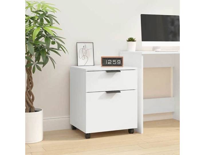 Classeur mobile avec roues Blanc 45x38x54 cm Bois d'ingénierie 811520