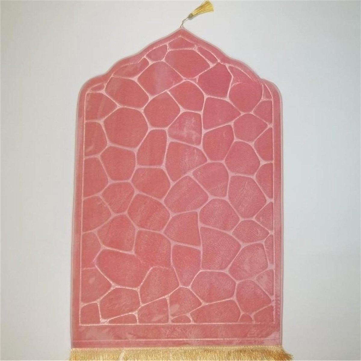 Roze Gebedsmat Islam voor volwassenen met antislipbodem en flanellen materiaal, Breedte: 65 cm, Lengte: 110 cm
