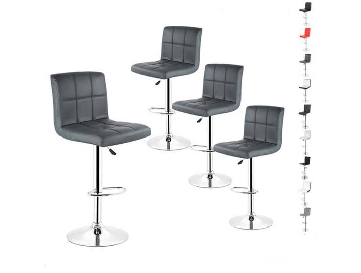 HSTURYZ Lot de 4 tabourets de bar élégant gris