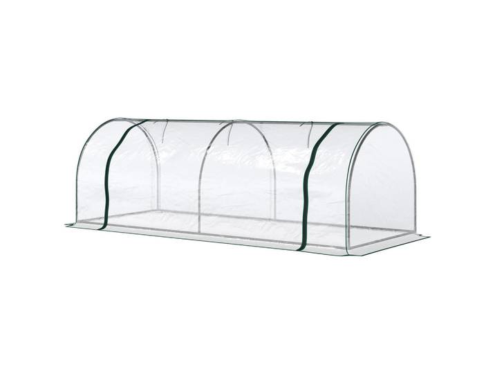 ComfortXL Gewächshaus De-11899 mit 2 Türen & PVC-Bache Grün, Transparent, Metall, 100x80x250 cm, Gartenzubehör, Gartenhäuser & Gewächshäuser