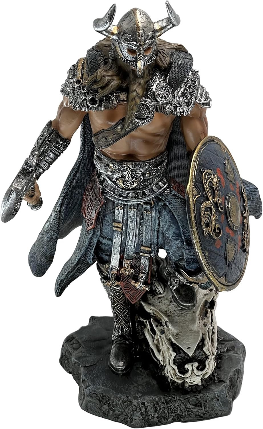 Viking Krijger met Draak Beeld - Noordse Mythologie Decoratie voor op tafel