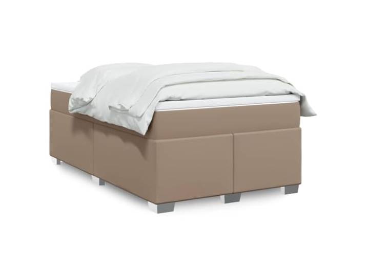 LPERTGFHU Boxspringbett Kunstleder Matratze & Topper 120x190 cm Cappuccino Inklusive Taschenfederkern, Atmungsaktiv, Pflegeleichtes Material