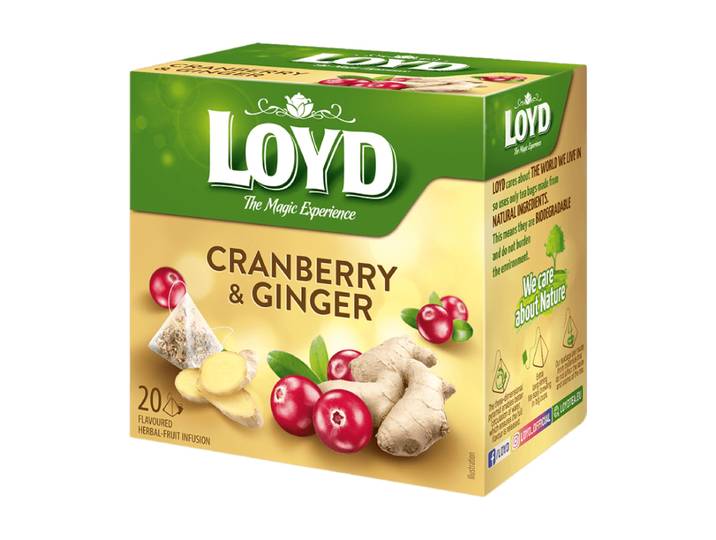 LOYD Sachets de thé à la canneberge et au gingembre 20 x 2 g