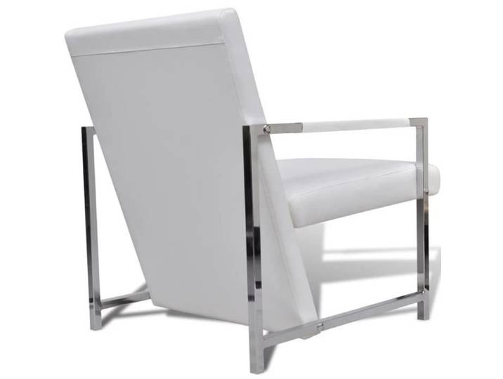 Fauteuil - KAI - Design Contemporain - Cuir Synthétique Blanc - Pieds Chromés - 1 Place