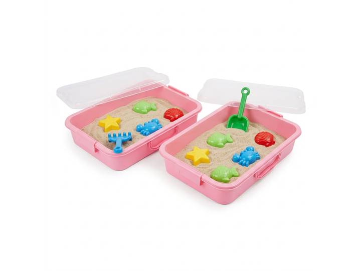 Sandkasten mit Deckel 2er-Set Rosa-Transparent