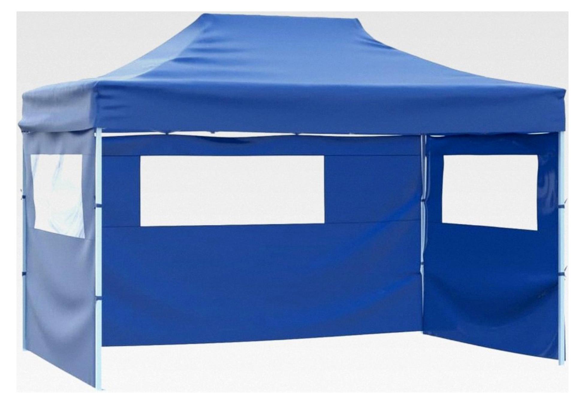 Faltzelt mit 3 Wänden in Blau für Garten und Veranstaltungen