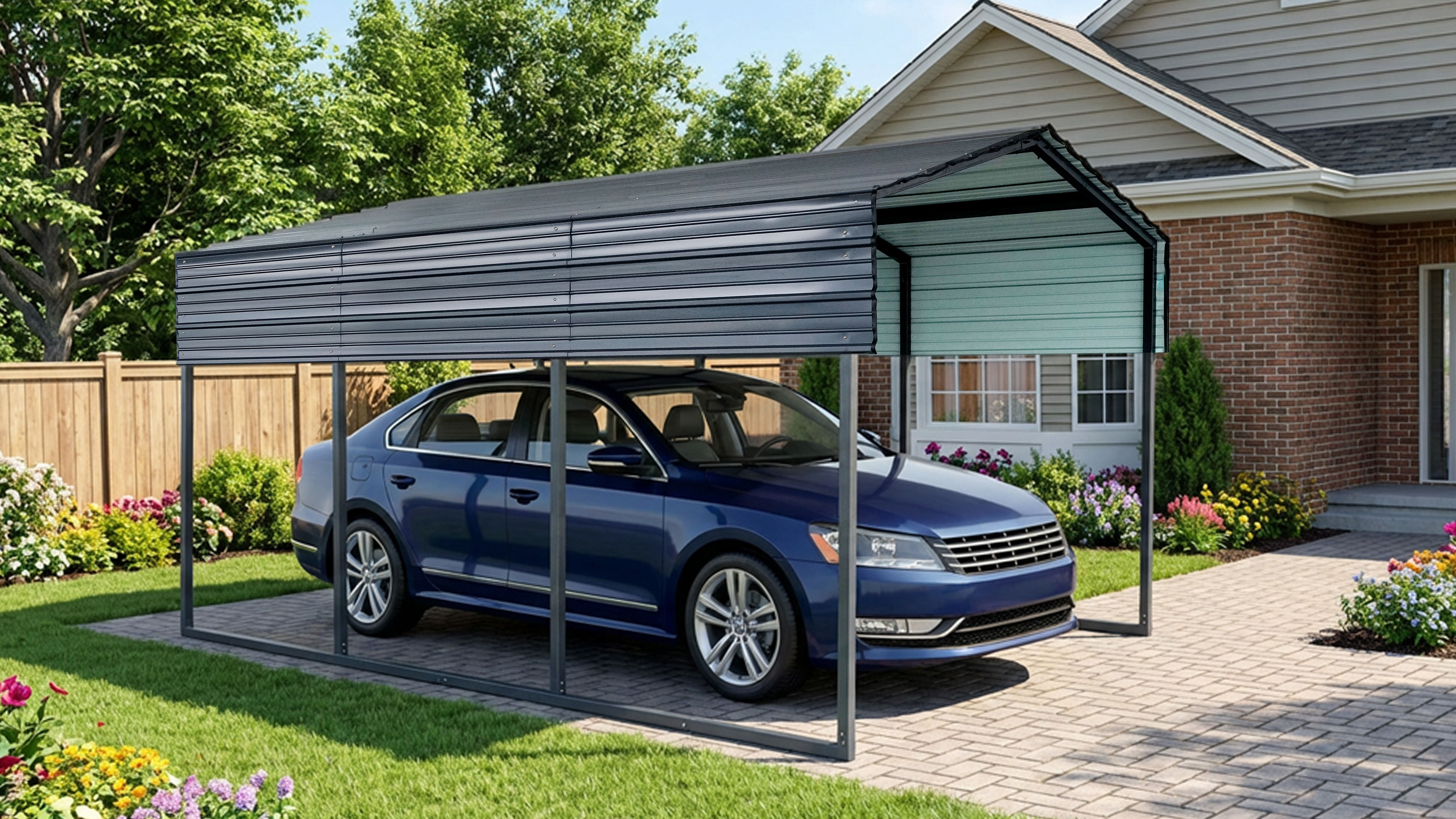 Einzelcarport WESTMANN "Kopenhagen S Grau", grau, B/H/T: 211cm x, Carports, wetterfeste Konstruktion durch pulverbeschichtete Oberfläche