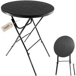 Lemodo Stehtisch klappbar 80x110 cm schwarz Holz-Optik, Kunststofftischplatte