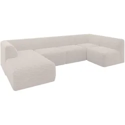 WOHNLANDSCHAFT Ottomane Links MOVA 345x180x78 Creme Cord