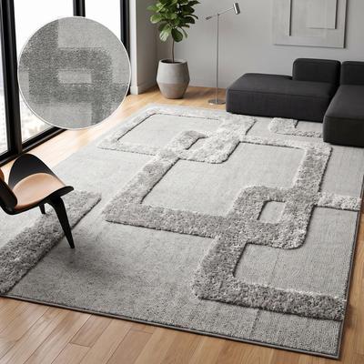 Teppich OTTO HOME "Modea, geometrisches Muster, 3D", grau, B:200cm H:20mm L:300cm, Kunstfaser, Teppiche, Teppich, Ton-in-Ton, Hoch-Tief, weich, Wohnzimmer, Schlafzimmer