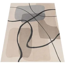 KADIMA DESIGN Teppich Kurzflor Abstrakt Wohnzimmer schmutzabweisend Creme Rechteckig 80x150 | 100% Polypropylen | Florhöhe: 12 mm | pflegeleicht, waschbar