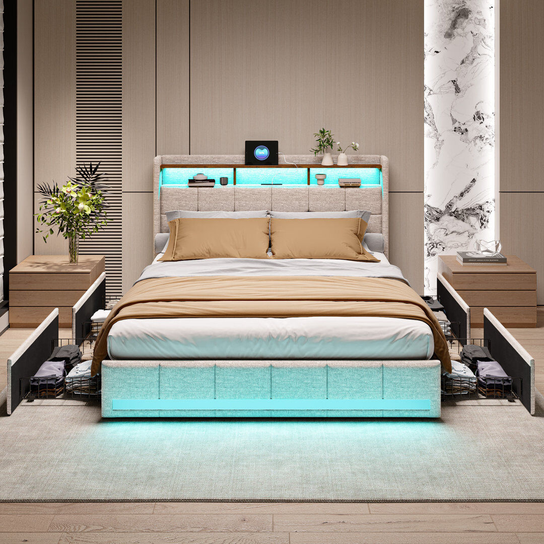 Metro Storage Bed Beige Double (4'6)