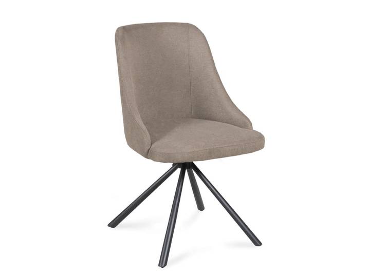 Lot de 4 chaises pivotantes, piétement métal et tissu, beige