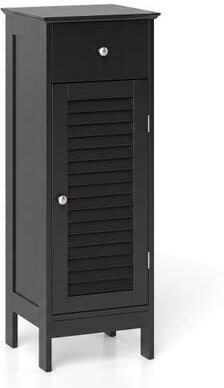 Costway Narrow Bathroom Storage Cabinet with Adjustable Shelf and Drawer-Black