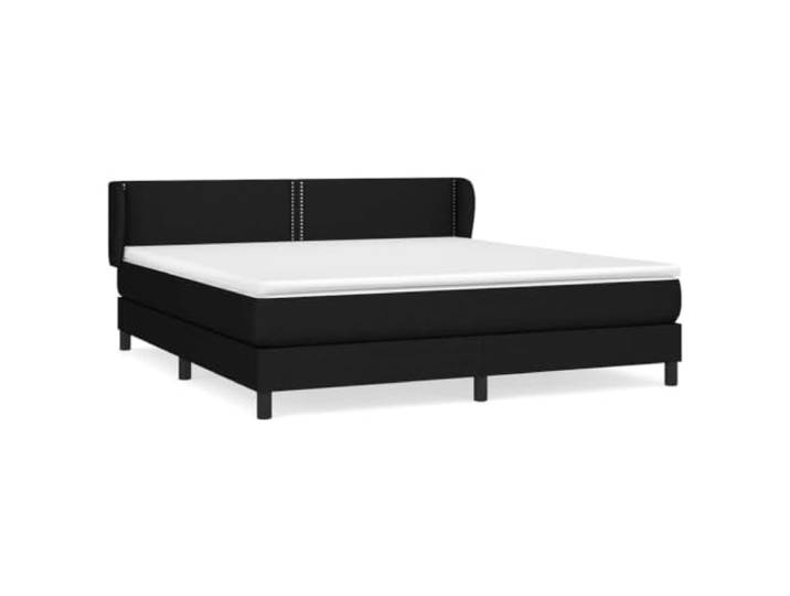 PUGYNBK Gepolstertes Bett, Schwarz, 180 x 200 cm, mit Verstellbares Kopfteil, mittlere Festigkeit, atmungsaktives Gewebe, stabile Unterstützung