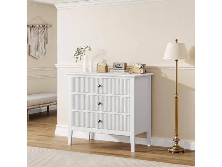 GarveeHome 2-Teilig Set Kommode Mit 3 Schubladen Für Flur Schlafzimmer 45x80x75cm