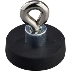 Gummierte Magnete mit Öse 22 mm | schwarz, Neodym, Gummi, Stahl