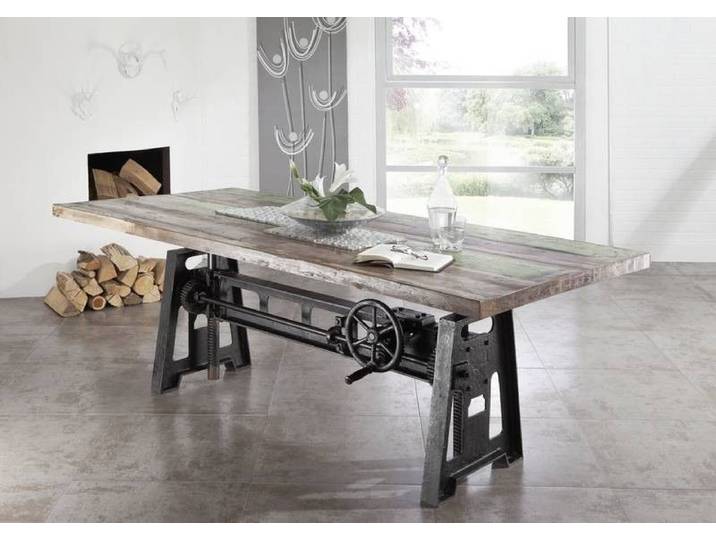 Esstisch Altholz höhenverstellbar 200x100x75-105 mehrfarbig lackiert INDUSTRIAL #23