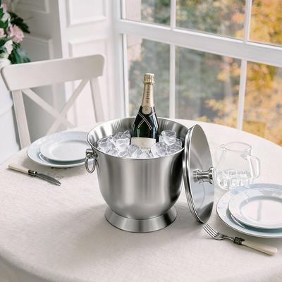 Mosbrisa 3.3 L Stainless Steel Ice Bucket Set - Insulated & Condensation-Resistant, with Lid, Tongs & Scoop - 3.3L