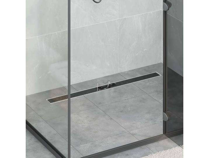 vidaXL Duschabfluss mit Glasabdeckung Schwarz 100 cm Edelstahl 304