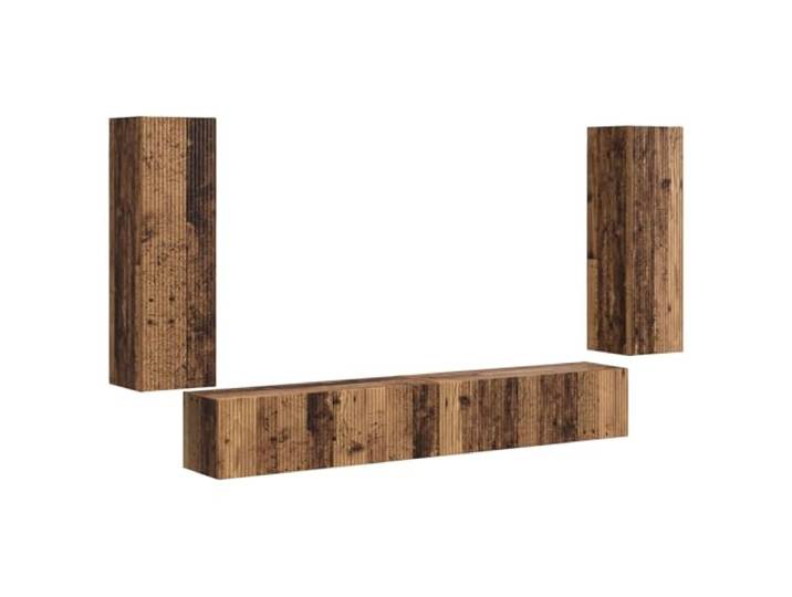 LMTYOENFG TV-Wandregal-Set 4-TLG. Hängeschrank Altholz Holzwerkstoff Wandhängendes Lowboard-Set mit 4 Pendeltüren und 10 Fächern für ein aufgeräumtes Schlafzimmer oder Gästezimmer.