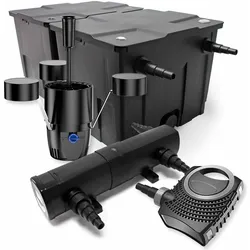 Wiltec, Brunnen + Gartenteich, Set: Teichfilter 60000l 36W UVC Klärer 80W Pumpe Skimmer 430