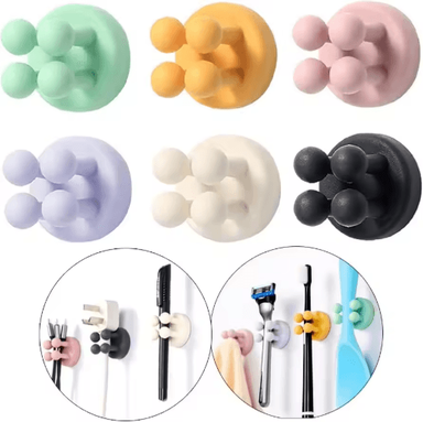 Inspire Picks Silicone Self Adhesive Toothbrush Holder Waterproof Multi Function Wall Hook For Bathroom Organization mixed 6pcs