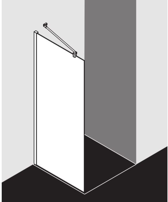 Kermi Mena Seitenwand mit Wandprofil METWP093203AK 91 x 200 cm, schwarz soft, ESG klar, auf Duschwanne