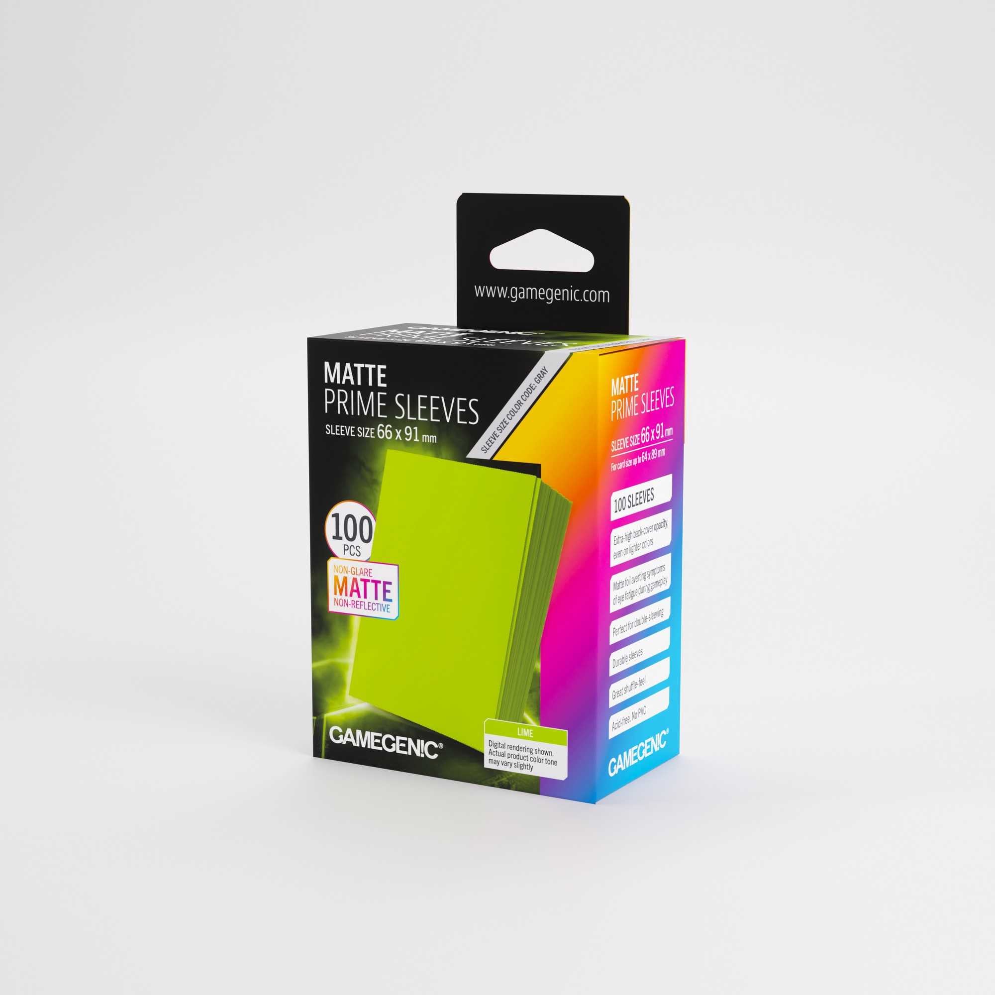 Gamegenic Matte Prime Sleeves Lime 66 x 91 mm (100 Count) for Card Games, Standard-Size Card Protection, Acid-Free and PVC-Free, 100 Count