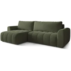 ECKSOFA MODARO CL Olivgrün Samtstoff mit Schlaffunktion