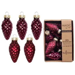12 Christbaumschmuck Zapfen 4,5cm Glas Christbaumkugeln matt & glänzend kleine Weihnachtskugeln Weihnachten Weihnachtsbaumschmuck Deko Dunkel Weinrot