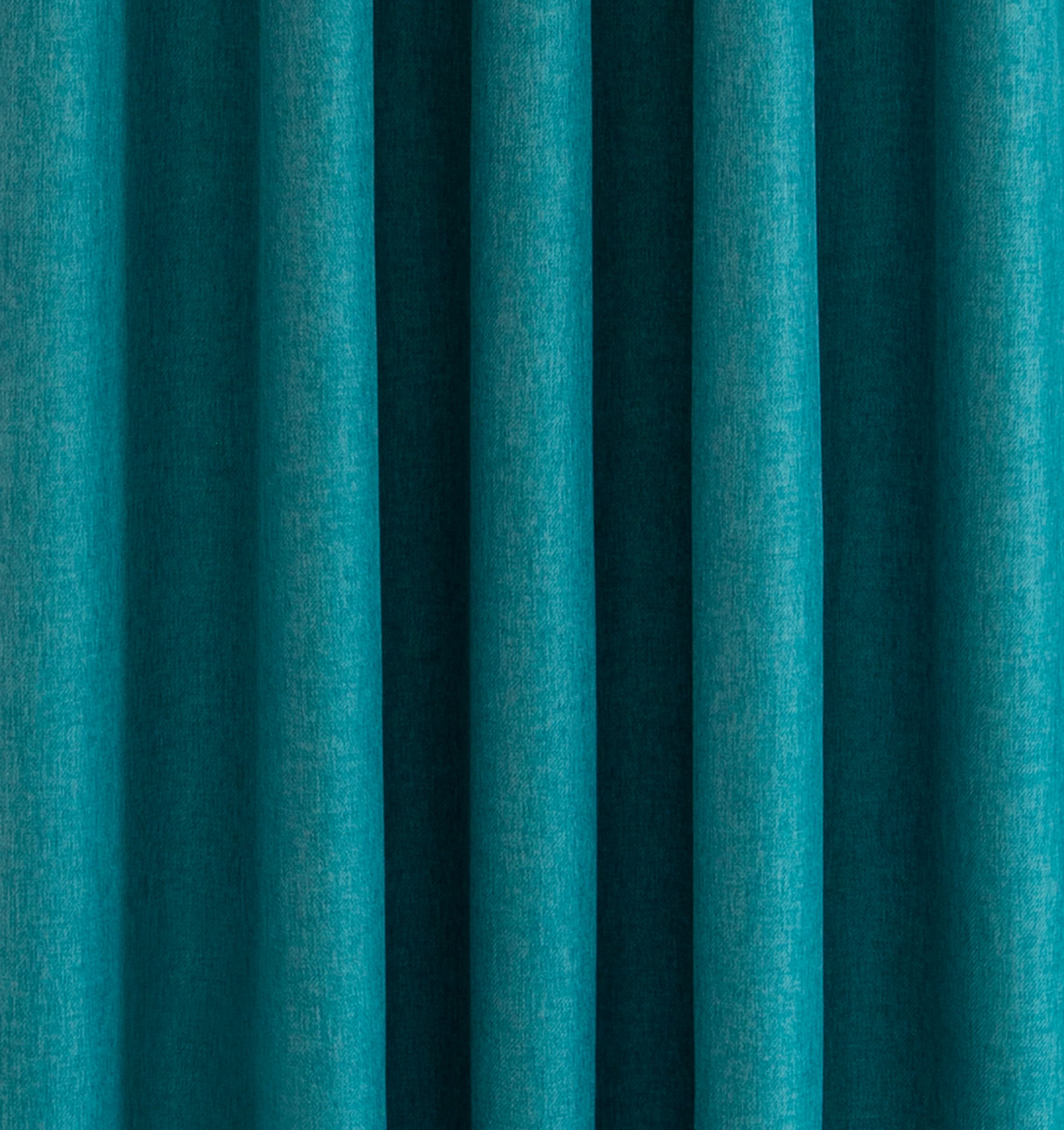 Vorhang HOMING "RE-Allen" Gr. 1, blau (petrol), B:140cm H:245cm, Polyester, Gardinen, Vorhang, Fertigschal RE-Allen petrol 245cm, verdeckte Schlaufen, 140cm