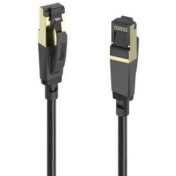 Hama 00202000 RJ45 Patchkabel CAT 8 S/FTP 0.5 m Schwarz Kabelmantel aus Recycling-Material 1 St.