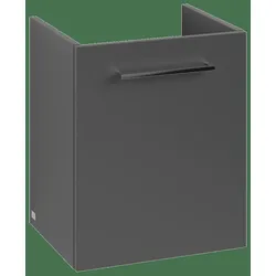 Villeroy & Boch Avento Waschtischunterschrank, eine Tür, Anschlag links, 430x514x384mm, Griff chrom Glanz, A88700VR, Farbe: Graphite