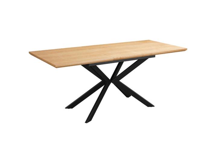 Mid.you Esstisch, Natur, Schwarz, Metall, rechteckig, Flachrohr, 80x76x140-180 cm, ausziehbar, Esszimmer, Tische, Esstische, Esstische ausziehbar