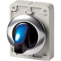 Eaton 187115 Leuchtwahltaste, RMQ-Titan, mit Knebelgriff, tastend, 3 Stellungen, blau, Frontring Metall M30C-FWLK3-B