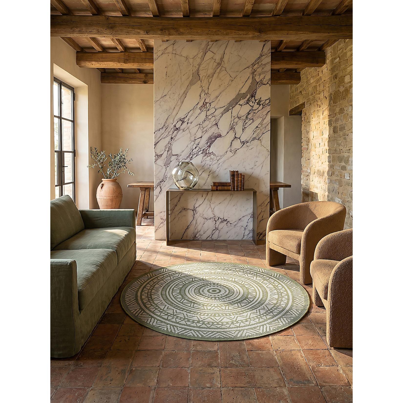 Flachgewebe-Teppich Pflegeleicht Grün 160x160 cm - BORNO Kadima