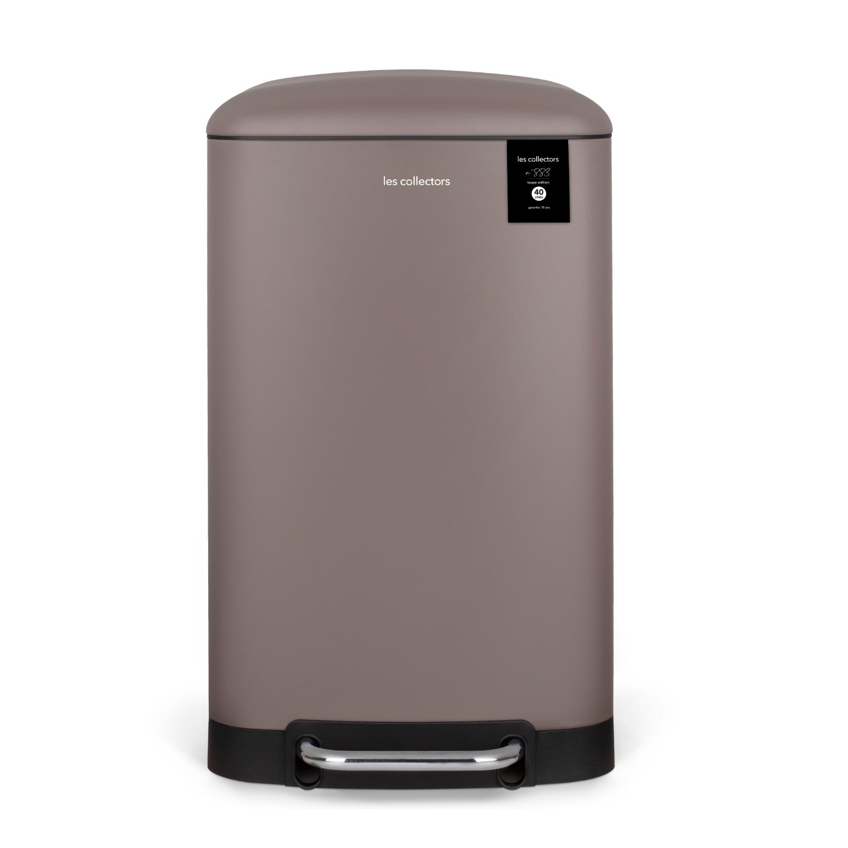 Les Collectors Tret-Mülleimer N°883 / Edelstahl/Taupe / 40 L/rechteckig und praktisch, Metall