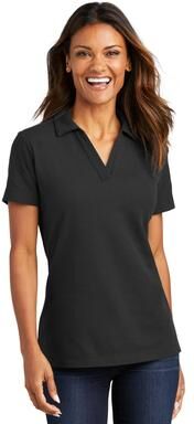 Port Authority LK867 Women's C-FREE Cotton Blend Pique Polo Shirt in Black size 4XL   60/40 cotton/polyester