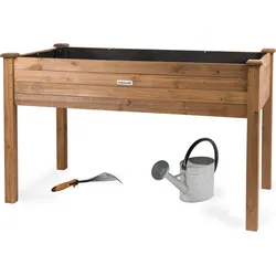 HOCHBEET aus Holz für Garten & Balkon, rechteckig mit Vlies-Folie