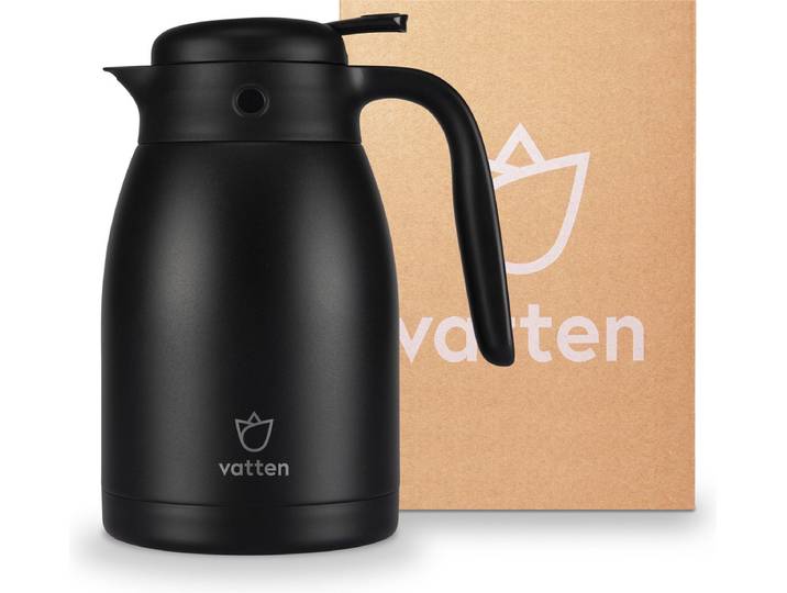 Vatten® Thermoskan 3-wandig RVS - Zwart - 1.5 Liter - Isoleerkan - Koffiekan
