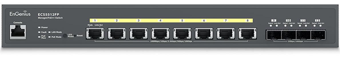 EnGenius ECS2512FP, Managed, L2+, 2.5G Ethernet (100/1000/2500), Vollduplex, Power over Ethernet (PoE), Rack-Einbau