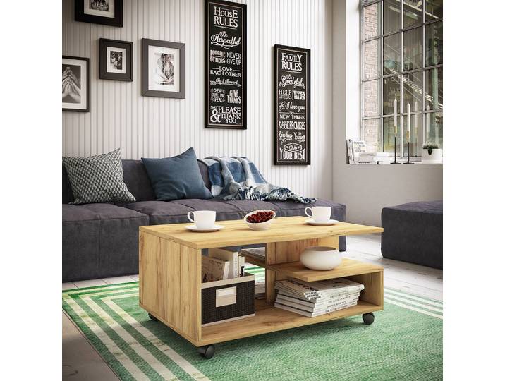 Table basse Stango 80 x 40 x 50cm Marron/Imitation chêne de Navarra