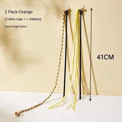 Uplift Picks Feather Cat Toy Teaser Wand With Satin Ribbon And Bell For Kitten Play e