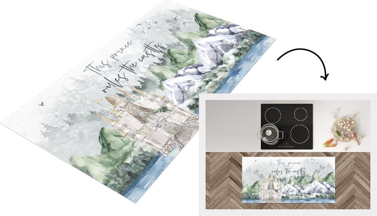Keukenloper Vinyl met Quote This Prince Rules The Castle - 120 x 60 cm