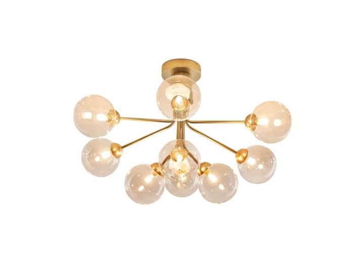 Lustre en verre transparent et doré 70 cm