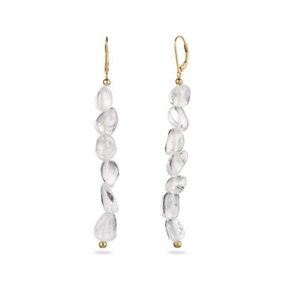 Paar Ohrhänger ELLI "Ohrringe Ohrhänger lang Rock Crystal Transparent 925 Sterling Silber" Gr. 83, gold, Ohrringe, Damen, 83, Silber 925 (Sterlingsilber)