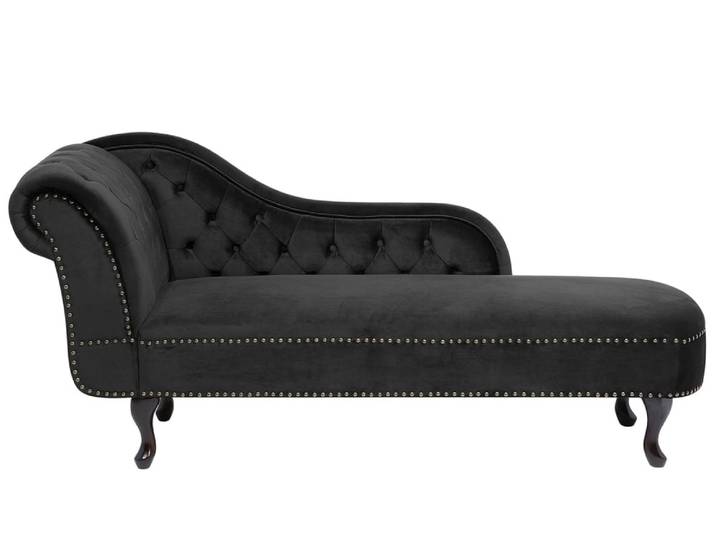 Chaise longue côté gauche velours noir