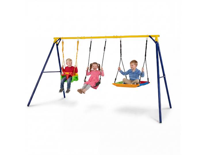 Schommelrek voor Buiten 3-in-1 Schommelset met Babyschommel Tuinschommel voor Kinderen van 3 tot 10 Jaar